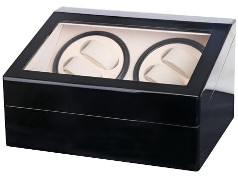 kangten Automatischer Uhrenbeweger Watch Winder Uhrenbox 4+6 Uhren Holz Schwarz für Uhrengeschäft und Zuhause