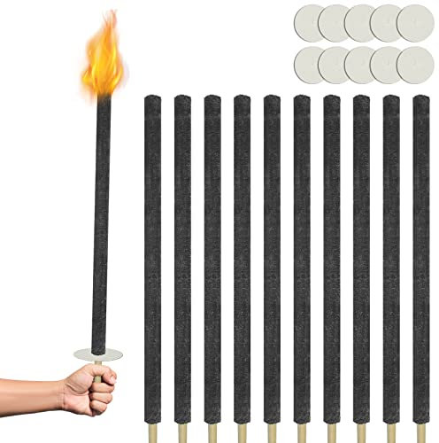 UISEBRT Lot de 25 torches en cire naturelle avec protection pour les mains, poignée extra long, Durée de la Combustion 100 minutes, pour enfants, randonnée, jardin