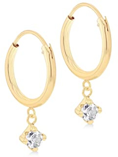 CARISSIMA Damen-Creolen 9 Karat (375) Gelbgold, 3 mm, rund, weiße Zirkonia, 12 mm