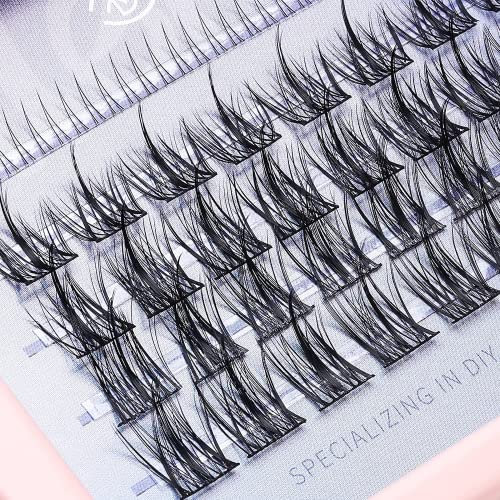Mlen Diary Ciglia Finte Ciuffetti 80 Cluster Ciuffetti Ciglia Finte NATURAL Look Ciglia Extension Ciglia Individuali per Principianti DIY (con Colla, pinzetta)