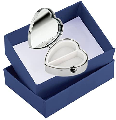 SILBERKANNE Pillendose 2 Fächer guillochiert Herz 5,0 x 4,5 x 2,0 cm Premium Silber Plated edel versilbert in Top Verarbeitung
