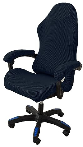 Funda Silla Gaming Elásticas con Brazos 4 Piezas Ajustables,Funda Ergonómicas para Silla de Juegos de Oficina,Funda de Sillas Gamer Racing Protectora Lavable Extraíble,No Incluye Sillas,Azul Marino