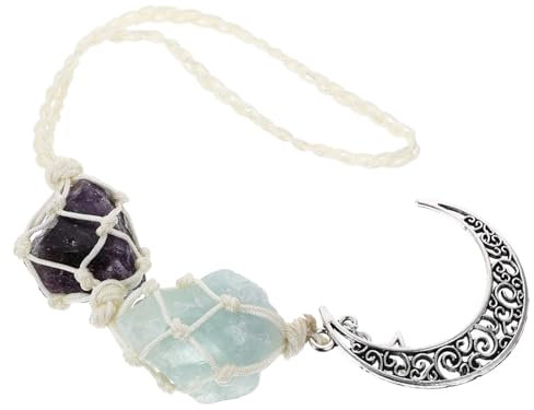 Holibanna Handgefertigtes Kristall-autoanhänger Deko Ornament Mit Amethyst Und Grüner Aventurin Natürlicher Edelstein Anhänger Für Auto Rückspiegel Und Raumgestaltung