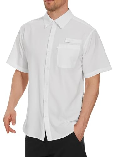 Bassdash Herren Angelhemd Sommer Freizeithemd Hawaiihemd UPF 50+ Kurzarm Button Down Blumen für Outdoor-Wandern und Camping