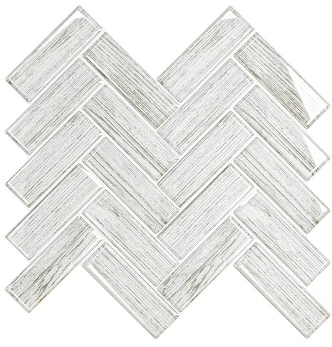 VEELIKE 3D Fliesenaufkleber Holzoptik Grau Fischgrätmuster Klebefliesen Küche Fliesenfolie Badezimmer Wasserfest Küchenfliesen Selbstklebend Wandfliesen Küchenrückwand 30.5cm×30.5cm 6 Stück