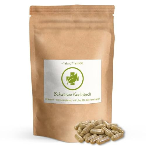 Bio Schwarzer Knoblauch Extrakt 15:1-60 vegane Kapseln a 730 mg - Deutsche Premiumqualität - ohne Zusätze, ohne Magnesiumstearat - geruchs- & geschmacksneutral