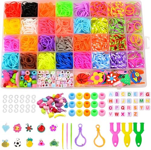 Tuilful 3000+ Loom Band Kit - 32 Vibrant Colors Loom Bands, Bracelet Making Set with Charms, Tools and Storage Box – DIY Arts & Crafts Gift for Girls & Boys