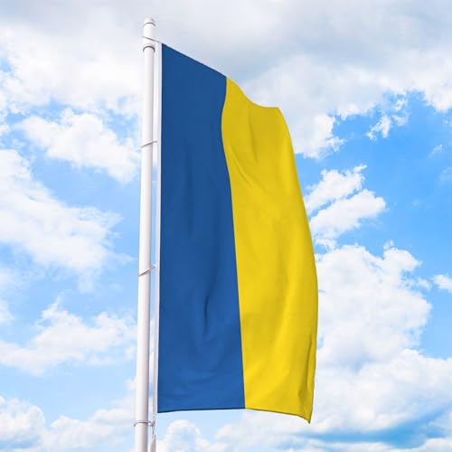 Ukraine Flagge 80 x 200 cm - für Fahnenmast, Ukrainefahne aus reißfestem Fahnen-Polyester-Stoff, Hissfahne Hochformat wetterfest und UV-beständig