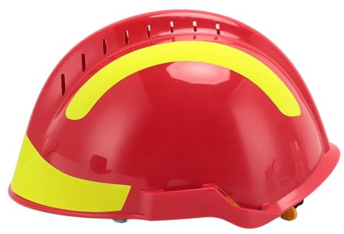Rettungshelm, Stoßfester, Hitzebeständiger, Flammhemmender, Verstellbarer, Belüfteter, Hochfester Schutzhelm für Erdbeben Im Freien (Rot)