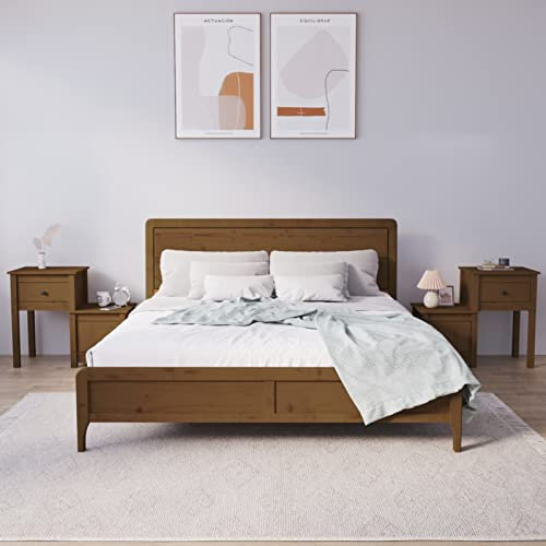 ShGaxin Nachttische 2 STK Nachtschrank, Nachtkonsole, Bedside Tables, Nachtkästchen, Beistellschrank, Nachtkommode, Nightstand, Honigbraun 79,5x38x65,5cm Massivholz Kiefer