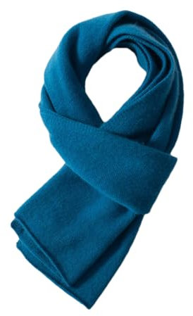 Damen Kaschmirschal, dick, wärmer, solider Kaschmir, gestrickt, langer Schal, blau, One size
