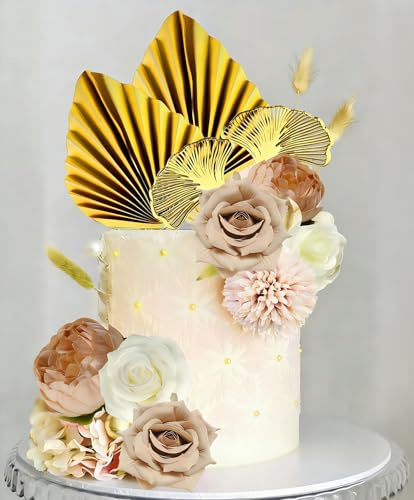 Roaring Good Time Topper per torta bohémien, decorazioni per torte a forma di fiore, color oro rosa, con foglie di palma, farfalla, per matrimoni, baby shower, feste di compleanno