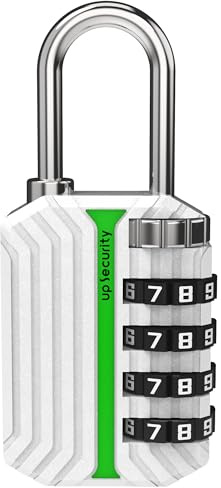 UP Security Combination Lock for Gym Locker, Small Combo Padlocks for Outdoor Use, Travel Locker Lock, Pad Locks with Code for Luggage, Cabinet, Storage Unit, Case, Toolbox (Luminous, White)