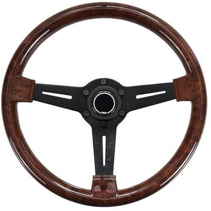 Auto-Lenkrad 14 Zoll Holzmaserung Racing Lenkrad 350mm Retro Tiefe Mais Driften Sport Lenkräder Universal Lenkrad(A)