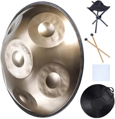 Handtrommelwerkzeug in d weniger als 6 g3 c4 noten f4 g4 e4 e4 18 zoll handpan stahl mit weichem speicher, stütze, tassen und staubpad für musikbegeisterte und anfänger