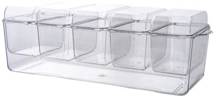 LOVIVER Vassoio per condimenti refrigerati con Coperchio, Robusto Contenitore per Alimenti con Piatti Rimovibili per ristoranti all'aperto, carni, antipasti, 5 Griglia