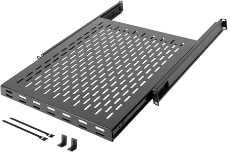 Tecmojo 1U 4-Post Server Rack and Network Rack Sliding Shelf Adjustable Depth 550mm-900mm with M6 Screws and Anti-slip stop