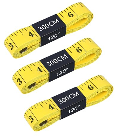Tape Measure for Body - 2 Pack (120in 3M) Double Scale Sewing Measuring Tape for Tailors - Portable Fabric Tape Measure in Yellow