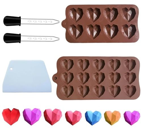 Tcnzdy 2Stück Silikonform Herz Schokoladenform Silikon Herz, Praktisch Pralinenform Silikon Herz und Herz Silikonform Langlebig Silikonform Herzen Passend die Herstellung von Schokolade