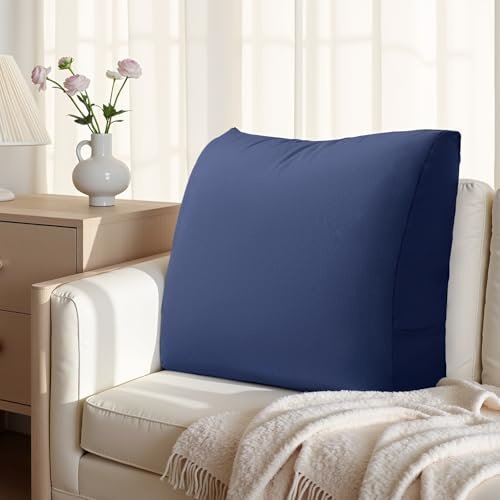 Cojín de apoyo de cuña para respaldo para cama, almohadas de lectura de cuña para apoyo de espalda, perfecto para cama y sofá, cómodo cojín de cama para sentarse, terciopelo extraíble (azul)