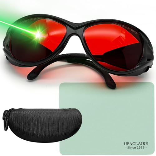 UpaClaire Lunettes de sécurité laser OD6+ 190-540nm et 800-1700nm - Yag, bleu, vert - Lunettes de protection laser et lumière UV pour 405 nm, 445 nm, 450 nm, 532 nm, 808 nm, 980 nm, 1064 nm, 1080 nm