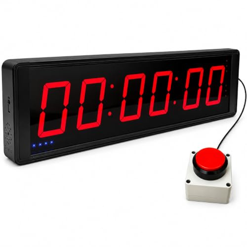 Timer da Competizione a 6 cifre con Pulsante cronometro, Timer a intervalli for Allenamento Fitness Orologio da Parete Digitale a LED, Ideale for Palestra, Gioco, Gare di velocità