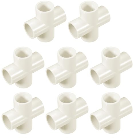 QUARKZMAN 8 Pz Raccordo PVC Croce 4 Vie PVC 1 0.8 Connettori PVC Gomito PVC Raccordi per Tubi PVC Raccordo PVC Giunto PVC Raccordo Angolare PVC per Fai da Te Giardino Bianco