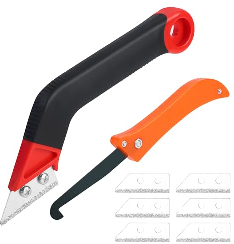 2 Pièces Grattoir à Joints avec 6 Lames de Rechange, Gratte Joint Carrelage, Racloir Vitrocéramique pour Élimination Facile, Idéal pour Nettoyage Rapide des joints et Carreaux