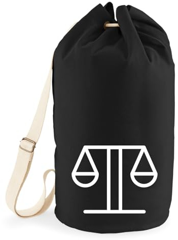 Huuraa Seesack Waage Sternzeichen Symbol 20 Liter Black Baumwolle Rucksack Geschenkidee
