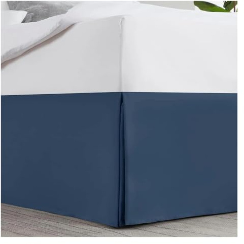 Cache-sommier plissé sur mesure en tissu résistant au rétrécissement et à la décoloration - 35,6 cm de hauteur (sans plate-forme) - Bleu 2, 140 x 190 x 35 cm