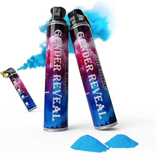 1kg Gender Reveal Konfetti Kanone Poppers, Gender Reveal Rauchbombe, 100% Biologisch Abbaubare Babyparty Sicher Pulverrauch, Partyzubehör für Jungen Mädchen (500 g pro Flasche Blau)