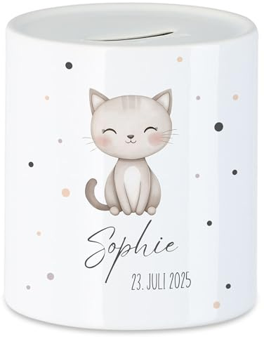 Spardose Kinder mit Namen Personalisiert, Tiermotiv Elefant Geschenk für Mädchen & Junge Geburtstag, Weihnachten, Geburt und Taufe - Sparschwein Geldgeschenk und Wunscherfüller