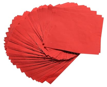ANKROYU Candy Foil Wrappers Chocolate Lolly Foil Feuilles 100pcs Soundres carrés multicolores Emballage des alumes pour bricolage Candy Fabrication de la confiserie Desserts Thé Fe (Or) (Argent)