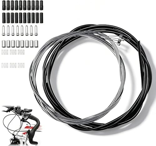 MUNTE Schaltzug Fahrrad-Set, Fahrrad Bremszug mit Bremszughülle, Bremszug Rennrad Einschließlich Endkappen, Komplettes Zubehör, für die Meisten Fahrradtypen