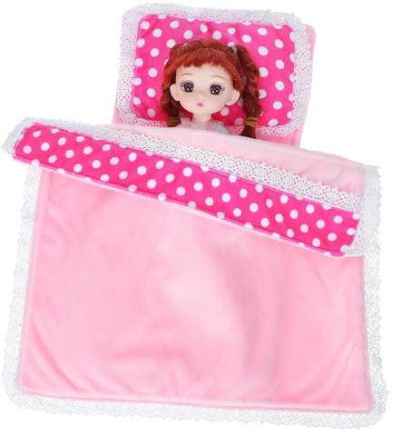 TOBBOMEY Miniatur Puppenhaus Bettwäsche mit Matratze Steppdecke und Kissen Weiches Flauschiges Mini Bett Zubehör für Puppenbett Schlafzimmer Charmantes Design für Kreatives Spiel