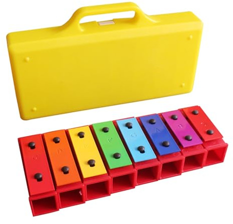 Qqmora 8 Noten Xylophon Buntes Pädagogisches Glockenspiel Musikinstrument mit 2 Schlägeln für Kinder Kleinkinder Langlebiges Spielzeug aus Aluminium-Kunststoff