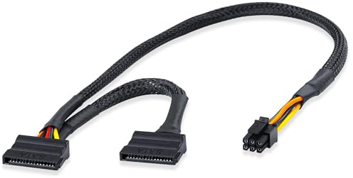 ELFJMZP Mini ATX 6-Pin to SATA 15-Pin Conversion Adapter Cable Compatible with CT1250/ECT1205/ECT1250/QCT1250/QCS1250 Cases for SATA HDD/SSD/Optical Drive Expansion 45cm + 15cm