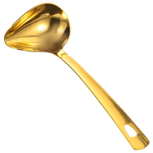 SUPVOX Cuchara para Salsa de Cocina de Acero Inoxidable 304, Cuchara Sopera Dorada Pequeña para Servir Salsas y Aceites, Accesorio Práctico para Uso Doméstico y Restaurantes