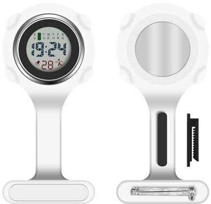 Vicloon Krankenschwester Uhren, Taschenuhr Digitaler mit Stecknadel | Quarzwerk, Nachts leuchten Silikonband, Multifunktion Geeignet für Ärzte und Krankenschwestern
