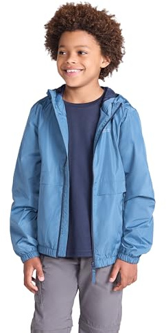Mountain Warehouse Whisper Kids Water Resistant Jacket | Comfy Boys & Girls Lightweight & Durable Coat, Adjustable Cuffs with Protective Hood, For Light Showers, Walking & Hiking