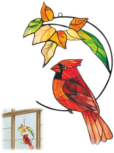 Robin Sun Catcher for Windows,Stained Stainless Steel Hanging Ornament,Outdoor Garden Decor,Bird Ornament,Gardening Gifts for Women,Mom,Bird Lovers,Nature Enthusiasts