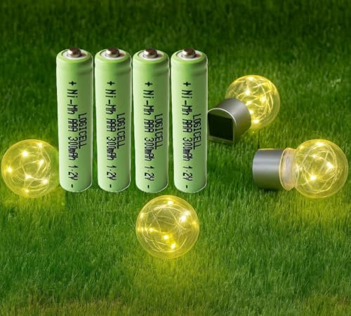 4 stück LogiCell NI-MH Akku Micro LR03 AAA 300mAh, 1,2V für Solarprodukte Solar Batterie, mit geringer Selbstentladung für Außen-Solarleuchten Solarlampen Lichterketten Wiederaufladbar