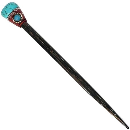 Mia Jewel Shop - Natural Tumbled Healing Gemstone Crystal Chonta Wooden Hair Sticks – Handmade Hair Sticks for Women | Hair Pins Boho Reiki Accessories, Fashion Gifts (Turquoise)