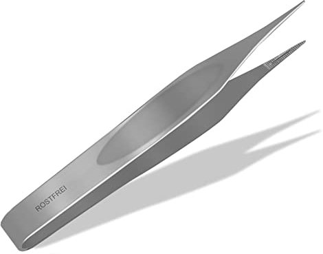 InstrumenteNRW Zeckenzange Splitterpinzette Spitz Fremdkörper Pinzette Zeckenpinzette Solingen (9,1 cm) aus gehärtetem rostfreiem Edelstahl, Silber, Functional