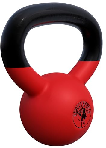 GORILLA SPORTS® Kettlebell 2–32 kg aus Gusseisen, Neopren, Set oder einzeln | Kugelhantel mit breitem Griff und flachem Standboden; bodenschonend für Home Gym, Fitness, Ganzkörper- und Krafttraining