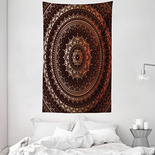 ABAKUHAUS Mandala Wandteppich und Tagesdecke, Universum aus Weiches Mikrofaser Stoff Waschbar ohne Verblassen Digitaldruck, 140 x 230 cm,Braun Mehrfarbig