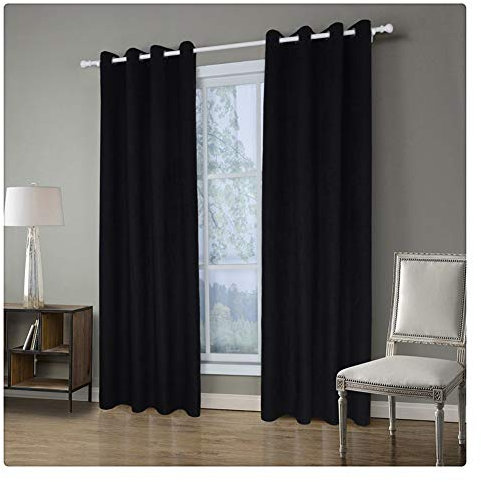 SimidunEUR 70% Blickdichter Vorhang mit Ösen Wohnzimmer Blickdicht Verdunkelungsgardine,Schwarz,52 * 95 Inch