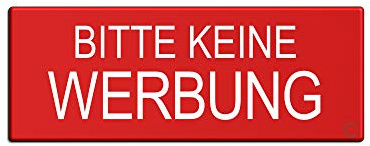 Briefkastenschild Bitte Keine Werbung 66x25 mm Aluminiumschild vollflächiger Druck rot-weiß selbstklebend.57051-R