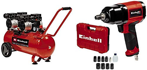 Einhell Kompressor TE-AC 50 Silent (Flüsterkompressor, 1500 W, max. 8 bar Betriebsdruck, 270 L/min Ansaugleistung, öl-/servicefreier Motor, 50 l-Tank, inkl. Druckluft-Schlagschrauber TC-PW 340)