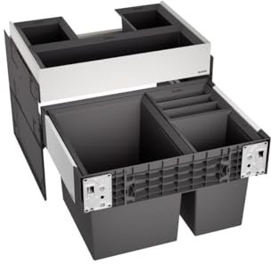 BLANCO SELECT II XL 60/3 Orga | Abfall Müllsystem | für 60 cm breite Unterschränke | Auszugssystem zur Frontanbindung | Orgaschublade | 1 x 30l & 2 x 8l Eimer | 1 x Deckel 8l | 400 mm Auszugstiefe